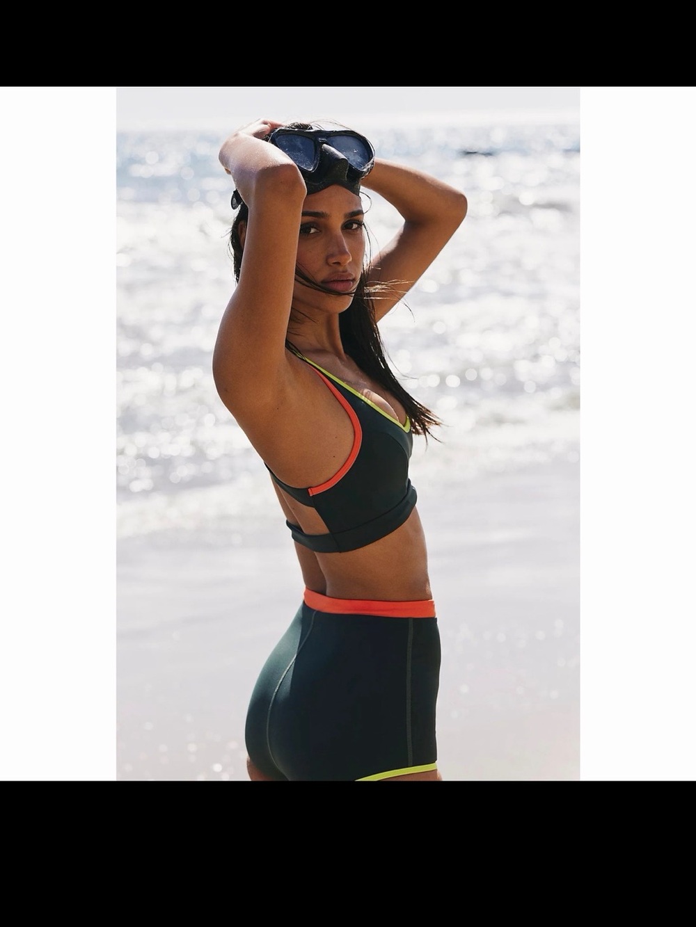 its now cool the countor shortie duo top racerback yellow khaki high rise